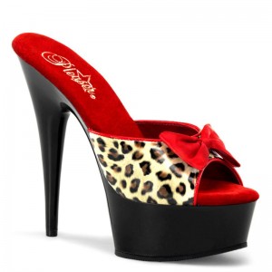 Dámské Pantofle Na Platformě Pleaser Delight-601-6 Leopard Černé | CZ CZERPH