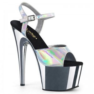 Dámské Sandály Na Platformě Pleaser Adore-709HGCH Hologram Stříbrné | CZ CZPLUM