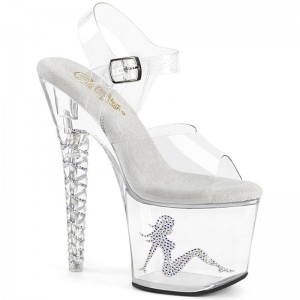 Dámské Sandály Na Platformě Pleaser Unicorn-708TGRS Clear | CZ CZAXIU