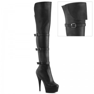 Dámské Vysoké Kozačky Pleaser Delight-3018 Vegan Leather Černé | CZ CZTWIY