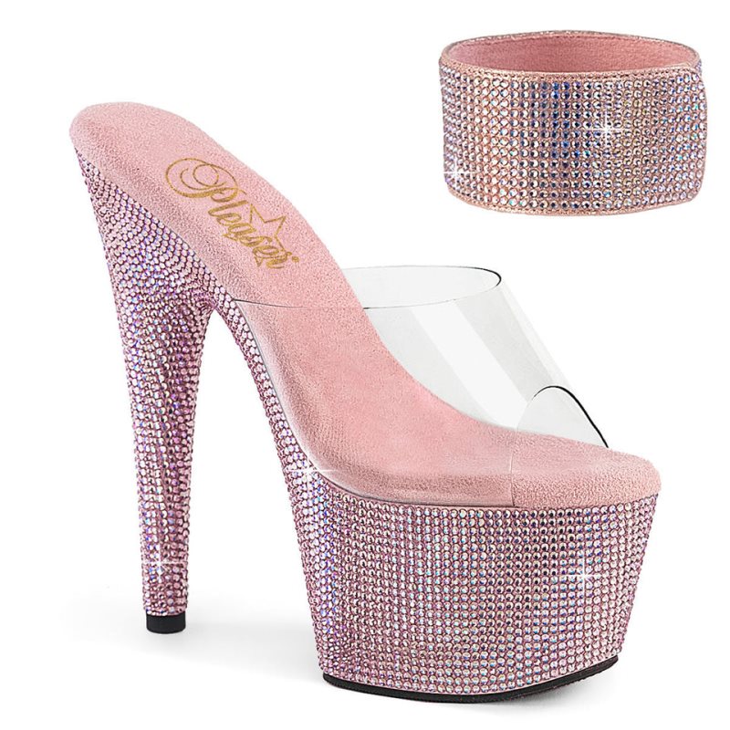 Dámské Pantofle Na Platformě Pleaser Bejeweled-712RS Růžové | CZ CZPOKQ