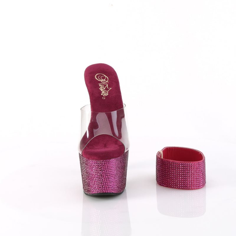 Dámské Pantofle Na Platformě Pleaser Bejeweled-712RS Fuchsie | CZ CZQJCB