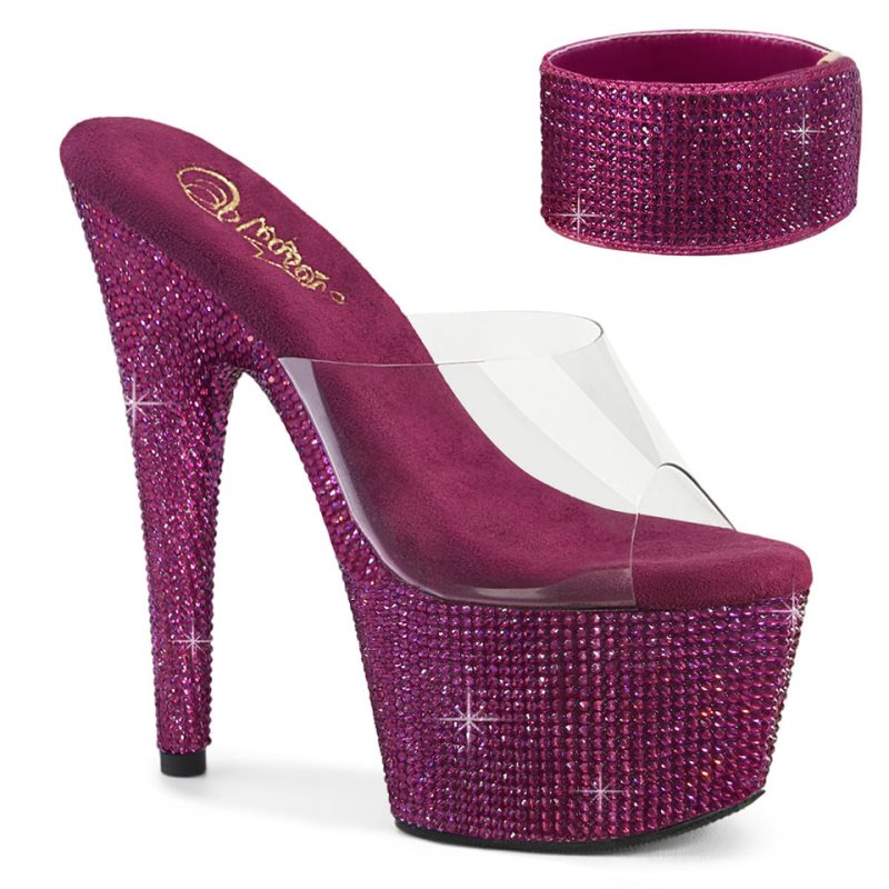 Dámské Pantofle Na Platformě Pleaser Bejeweled-712RS Fuchsie | CZ CZQJCB