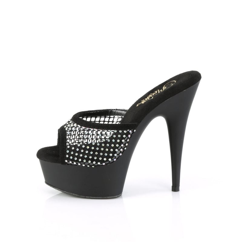 Dámské Pantofle Na Platformě Pleaser Delight-601-6RM Suede Černé | CZ CZJDEG