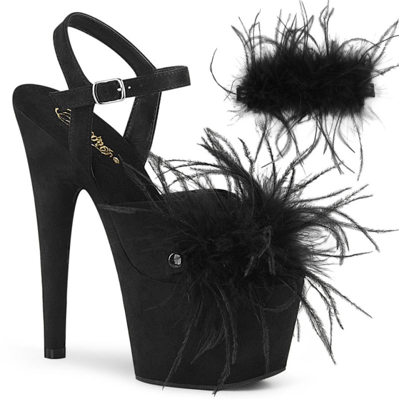 Dámské Sandály Na Platformě Pleaser Adore-709F Suede Černé | CZ CZKBRV