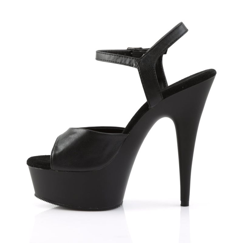 Dámské Sandály Na Platformě Pleaser Delight-609 Vegan Leather Černé | CZ CZLSEH