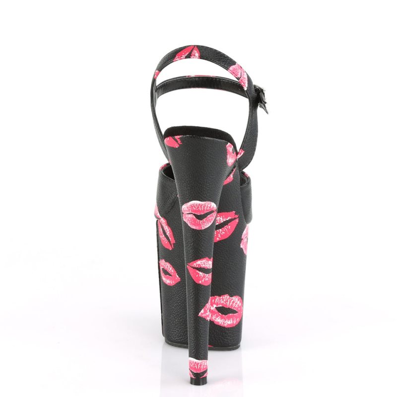 Dámské Sandály Na Platformě Pleaser Flamingo-809KISSES Vegan Leather Černé | CZ CZSPXG