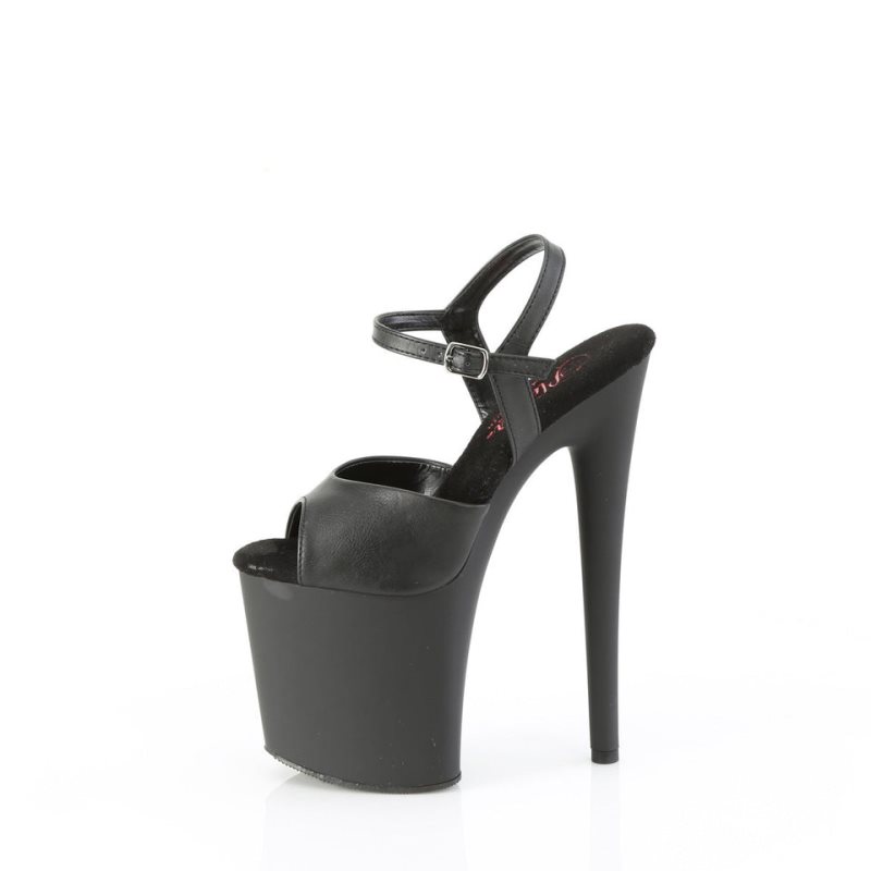 Dámské Sandály Na Platformě Pleaser Naughty-809 Vegan Leather Černé | CZ CZFZUK