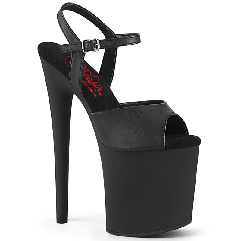 Dámské Sandály Na Platformě Pleaser Naughty-809 Vegan Leather Černé | CZ CZFZUK