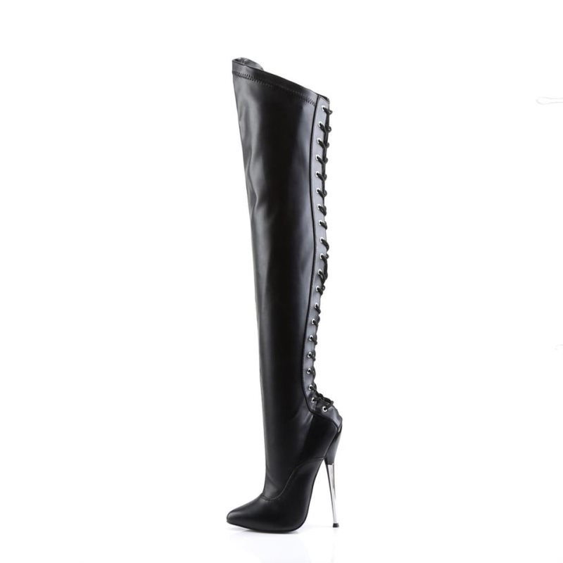 Dámské Vysoké Kozačky Pleaser Dagger-3060 Vegan Leather Černé | CZ CZNFYU