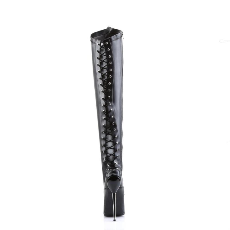 Dámské Vysoké Kozačky Pleaser Dagger-3060 Vegan Leather Černé | CZ CZNFYU