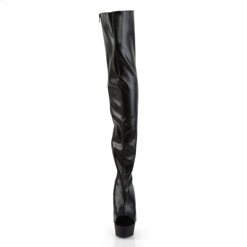 Dámské Vysoké Kozačky Pleaser Delight-3017 Vegan Leather Černé | CZ CZNZMU