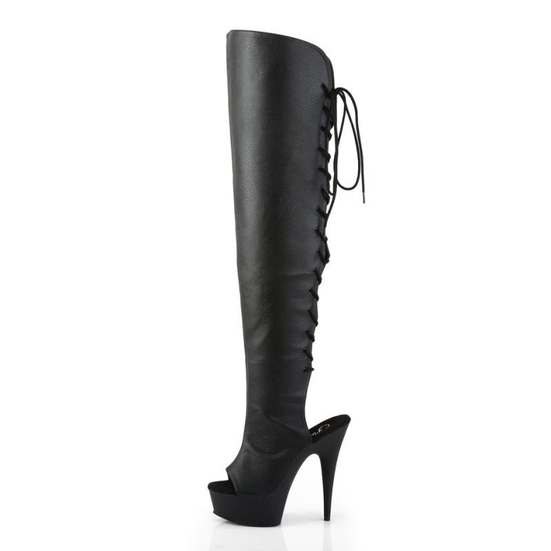 Dámské Vysoké Kozačky Pleaser Delight-3019 Vegan Leather Černé | CZ CZLGNV