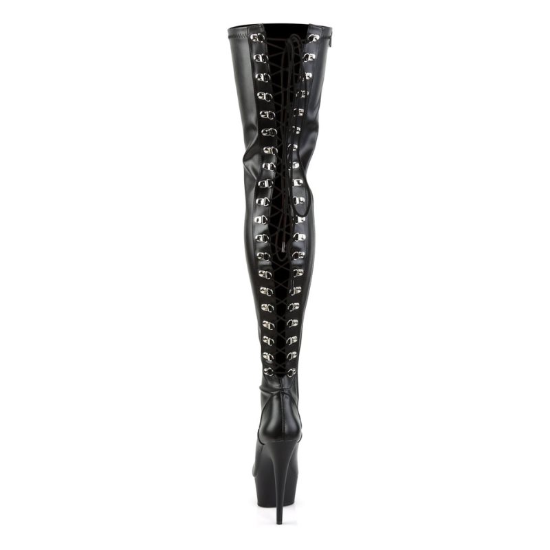 Dámské Vysoké Kozačky Pleaser Delight-3063 Vegan Leather Černé | CZ CZWQFP