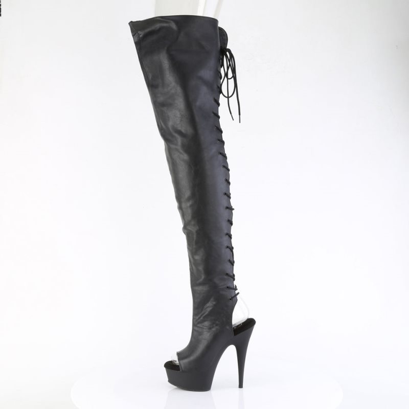 Dámské Vysoké Kozačky Pleaser Delight-4019 Vegan Leather Černé | CZ CZTOLS